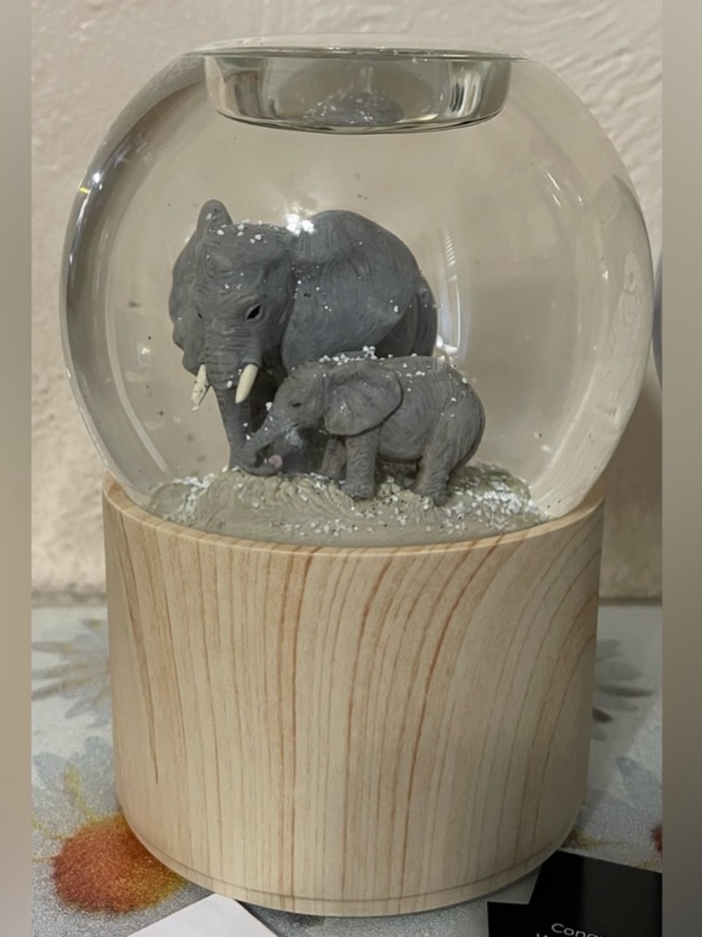 PARTYLITE Elephant Snow Globe Tea Light Candle Holder